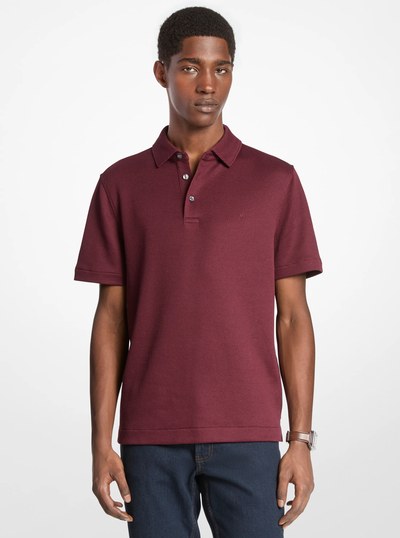 Waffle Knit Polo Shirt in OXBLOOD | Michael Kors
