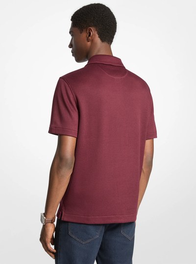Waffle Knit Polo Shirt in OXBLOOD | Michael Kors