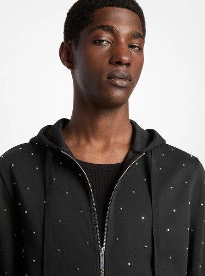 Studded Cotton Blend Hoodie in BLACK | Michael Kors