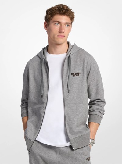 Cotton Blend Zip-Up Hoodie in ASH | Michael Kors