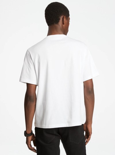 Embroidered Logo Cotton T-Shirt in WHITE | Michael Kors