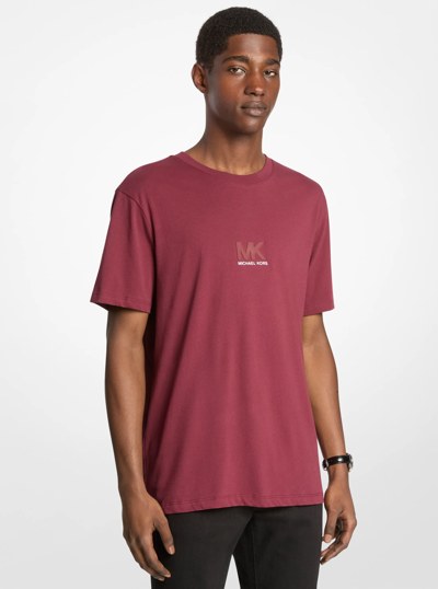 Graphic Logo Embossed Cotton T-Shirt in OXBLOOD | Michael Kors