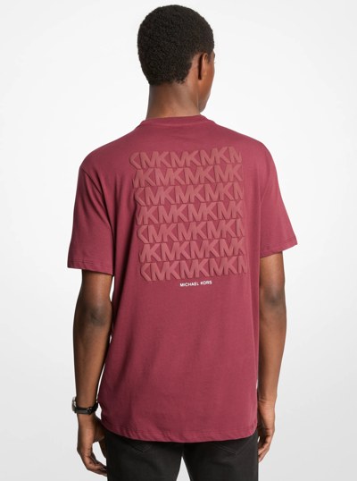 Graphic Logo Embossed Cotton T-Shirt in OXBLOOD | Michael Kors