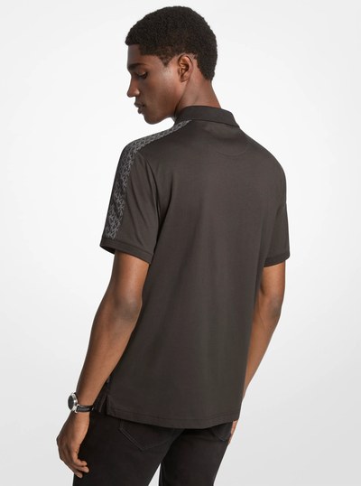 Logo Cotton Polo Shirt in BLACK | Michael Kors