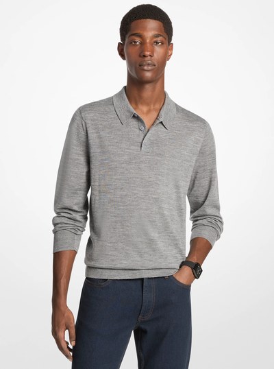 Wool Polo Sweater in ASH | Michael Kors