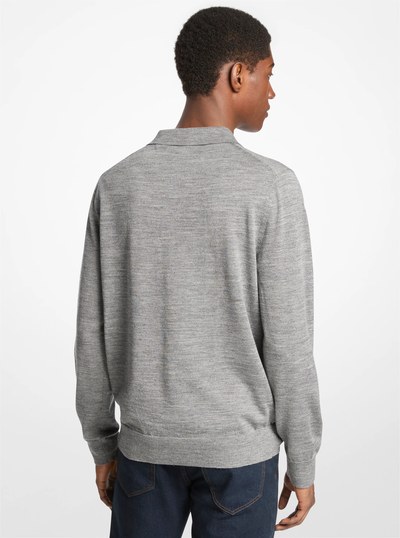 Wool Polo Sweater in ASH | Michael Kors