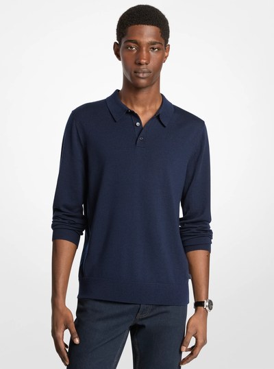 Wool Polo Sweater in MIDNIGHT | Michael Kors