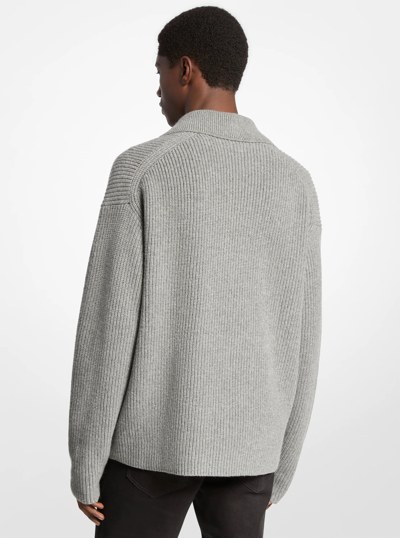 Ribbed Wool Blend Sweater in ASH | Michael Kors