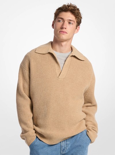 Ribbed Wool Blend Sweater in DARK CAMEL MELANGE | Michael Kors