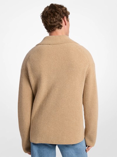 Ribbed Wool Blend Sweater in DARK CAMEL MELANGE | Michael Kors