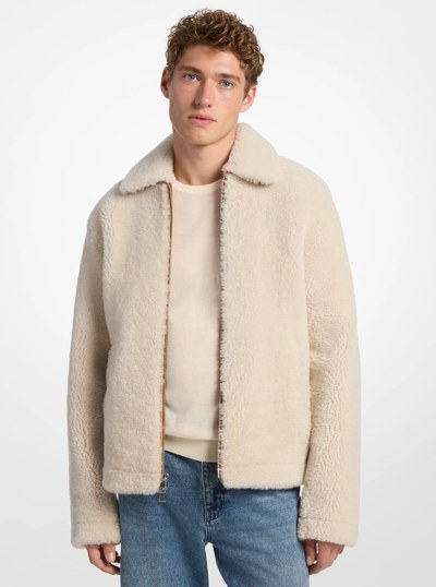 Shearling Shirt Jacket in LUGGAGE | Michael Kors