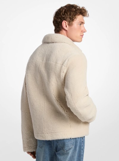 Shearling Shirt Jacket in LUGGAGE | Michael Kors