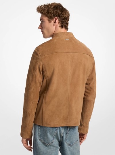 Suede Racer Jacket in DARK CAMEL | Michael Kors