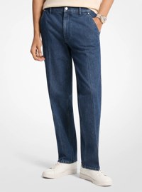 Jean Finn en denim extensible &agrave; jambe droite