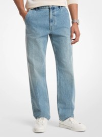 Jean Finn en denim extensible &agrave; jambe droite