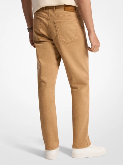 Finn Straight-Fit Stretch Denim Jeans in DARK CAMEL | Michael Kors
