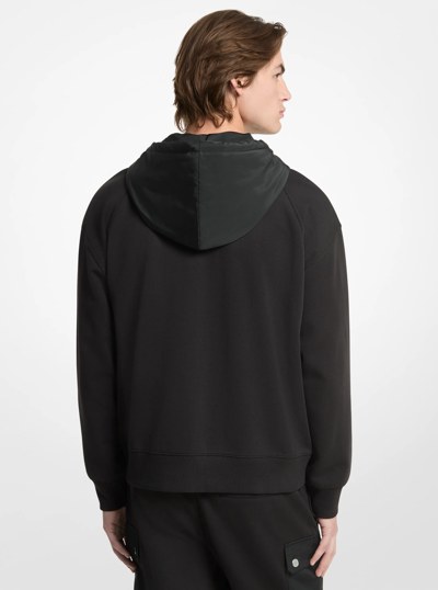 Cotton Blend Zip-Up Hoodie in BLACK | Michael Kors