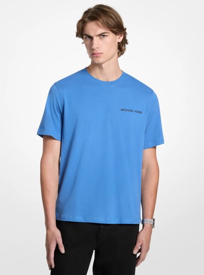 Printed Cotton T-Shirt in VINTAGE BLUE | Michael Kors