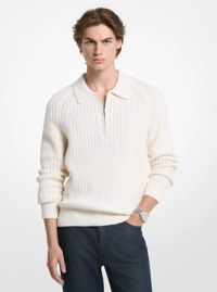 Textured Wool Blend Quarter-Zip Sweater