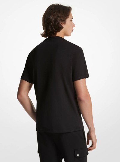 KORS Mesh Block Cotton T-Shirt in BLACK | Michael Kors