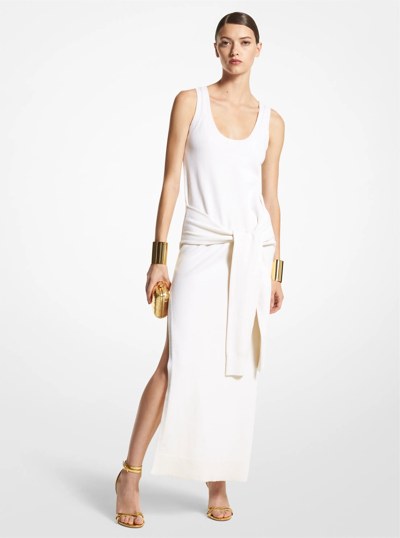Cashmere Tie-Front Tank Dress in OPTIC WHITE | Michael Kors