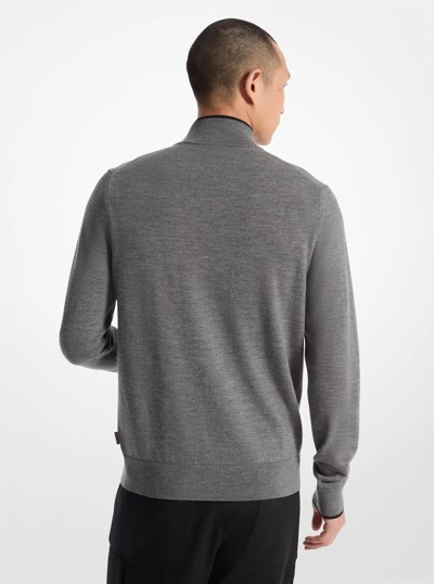 Wool Half-Zip Sweater in ASH | Michael Kors