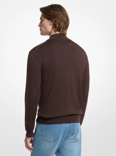 Wool Half-Zip Sweater in CHOCOLATE | Michael Kors