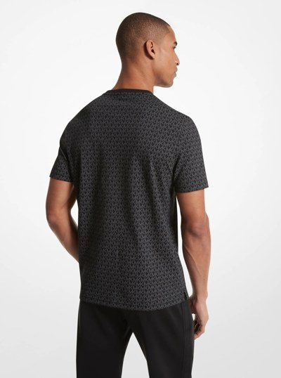 Signature Logo Print Cotton T-Shirt in BLACK | Michael Kors