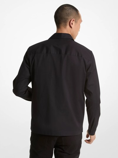 Stretch Cotton Shirt Jacket in BLACK | Michael Kors
