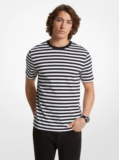 Striped Pima Cotton T-Shirt in BLACK | Michael Kors