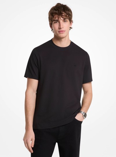 Cotton Blend Piqu&eacute; T-Shirt in BLACK | Michael Kors