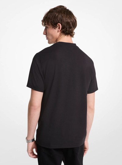 Cotton Blend Piqu&eacute; T-Shirt in BLACK | Michael Kors