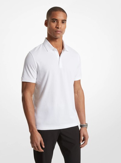 Stretch Pima Cotton Polo in WHITE | Michael Kors