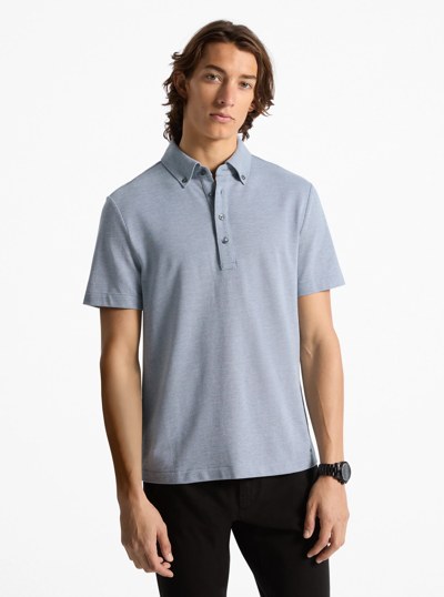 Cotton Blend Piqu&eacute; Oxford Shirt in DARK CHAMBRAY | Michael Kors