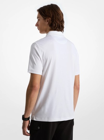 Cotton Half-Zip Polo Shirt in WHITE | Michael Kors