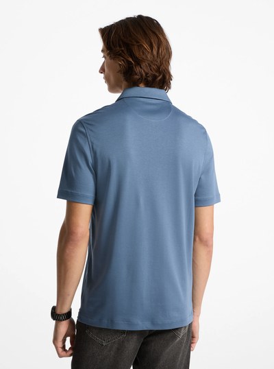Cotton Half-Zip Polo Shirt in DARK CHAMBRAY | Michael Kors