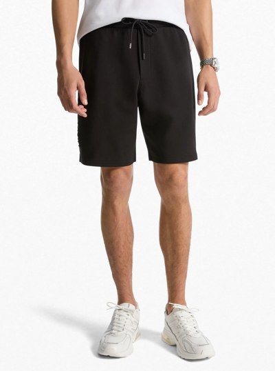 Embossed Logo Cotton Blend Shorts in BLACK | Michael Kors