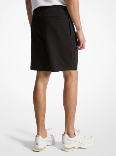 Embossed Logo Cotton Blend Shorts in BLACK | Michael Kors
