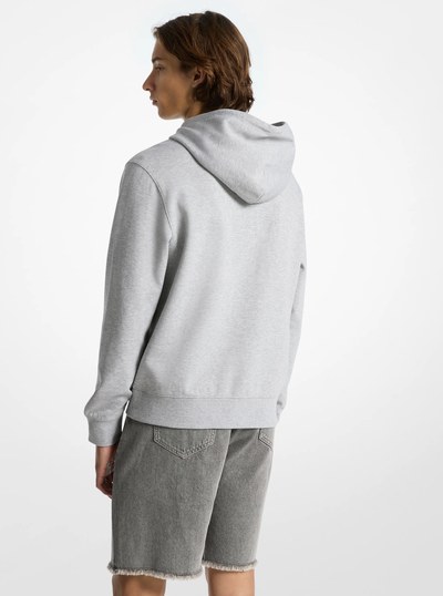 Embossed Logo Cotton Blend Hoodie in HEATHER GREY | Michael Kors