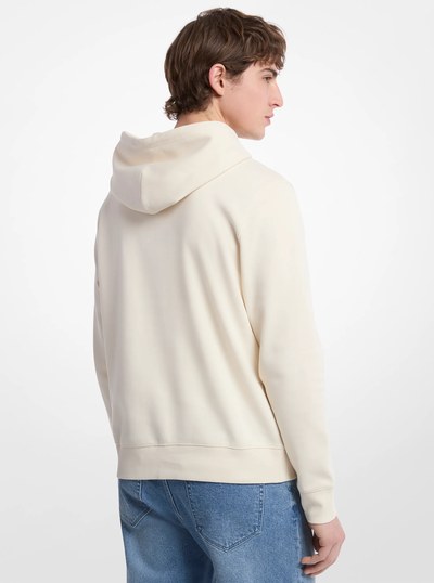 Embossed Logo Cotton Blend Hoodie in SOFT ECRU | Michael Kors