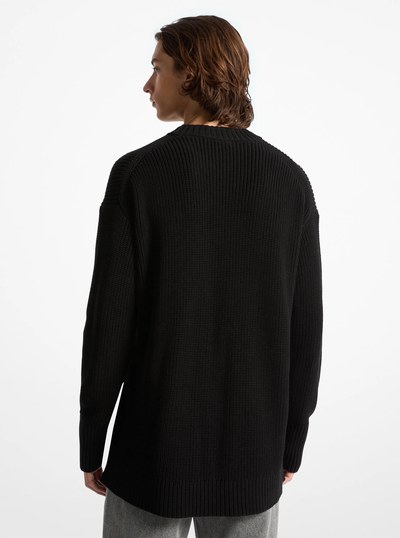 Ribbed Cotton Sweater in BLACK | Michael Kors