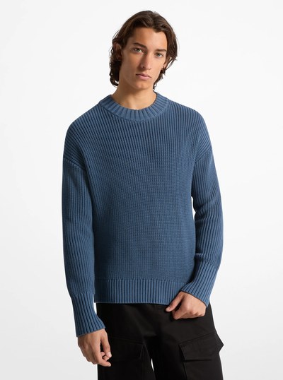 Ribbed Cotton Sweater in DARK CHAMBRAY | Michael Kors