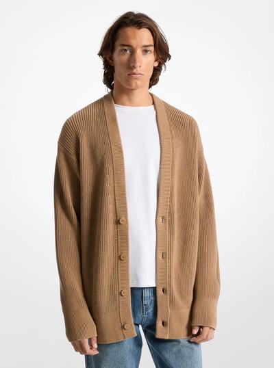 Oversized Cotton Cardigan in CAFE | Michael Kors