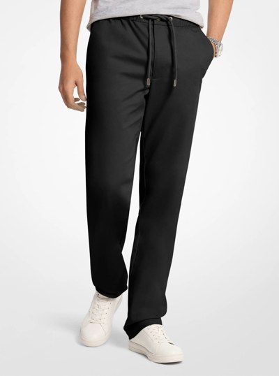 Stretch Cotton Drawstring Trousers in BLACK | Michael Kors