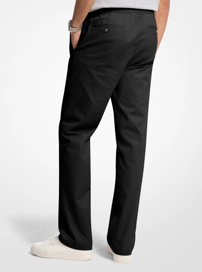 Stretch Cotton Drawstring Trousers in BLACK | Michael Kors