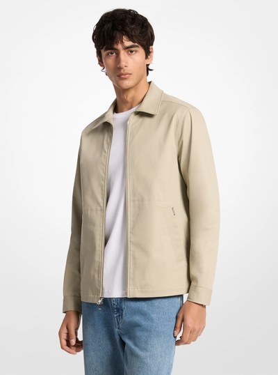 Stretch Cotton Shirt Jacket in STONE | Michael Kors
