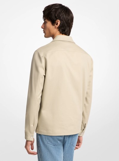 Stretch Cotton Shirt Jacket in STONE | Michael Kors
