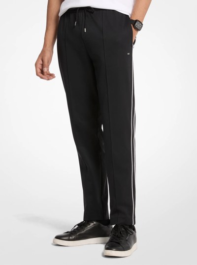 Contrast Piping Stretch Nylon Track Pants in BLACK | Michael Kors