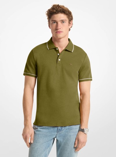 Polo de algod&oacute;n in VERDE BOSQUE JASPEADO | Michael Kors