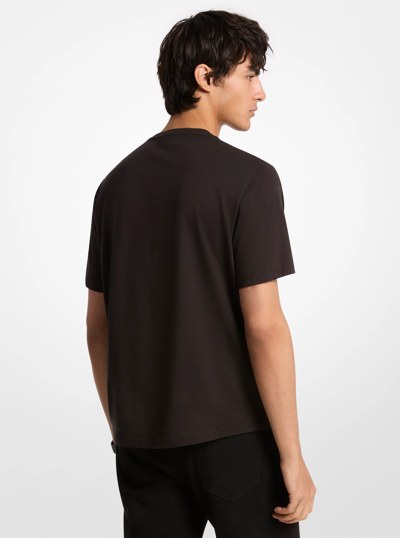 Signature Logo Pocket Cotton T-shirt in BLACK | Michael Kors